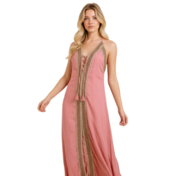 The Desert Rose Embroidered Halter Jumpsuit (or Maxi Dress)