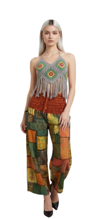 The Patchwork Dreamer: Granny Square & Smocked Pants Set